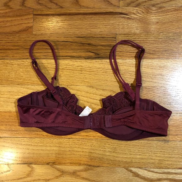 WOMENS VICTORIA'S SECRET BURGUNDY LACE BRA 34A - Picture 5 of 9